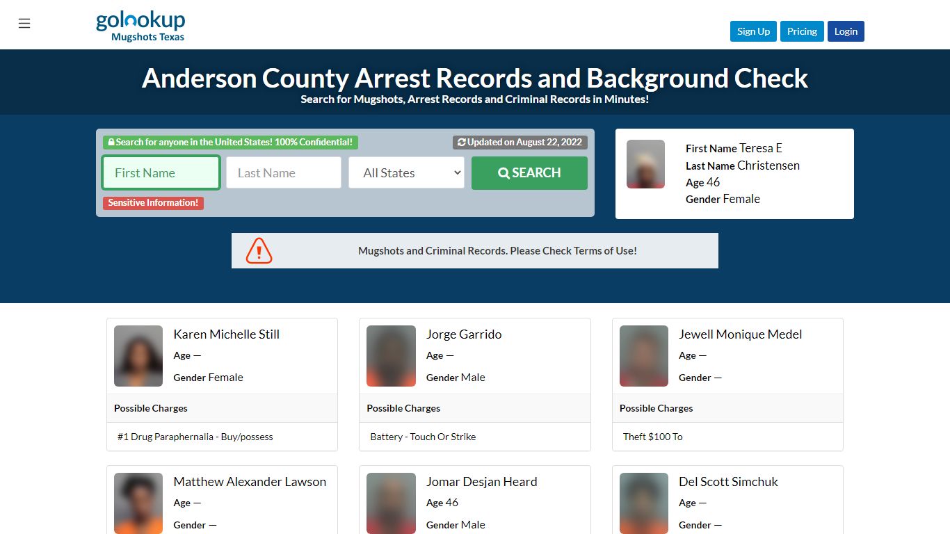 Anderson County Mugshots, Anderson County Arrest Records - GoLookUp