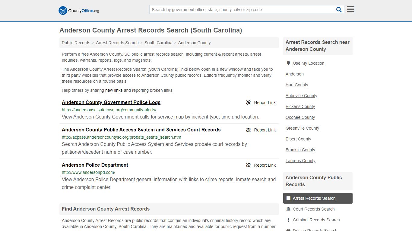 Arrest Records Search - Anderson County, SC (Arrests & Mugshots)